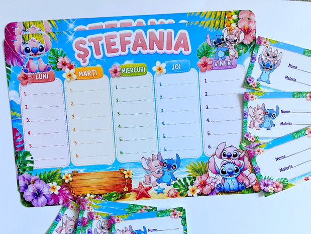 Orar școlar cu Stitch/Orar școlar cu Stitch și Angel
