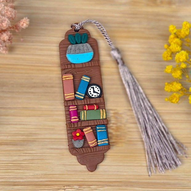 Semn de carte biblioteca, handmade din lut polimeric, cadou pentru iubitorii de carti