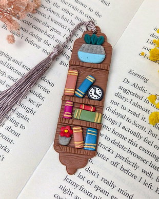 Semn de carte biblioteca, handmade din lut polimeric, cadou pentru iubitorii de carti
