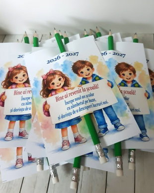 Card personalizat cu creion - cadou prima zi de scoala
