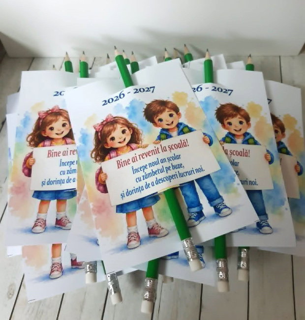 Card personalizat cu creion - cadou prima zi de scoala