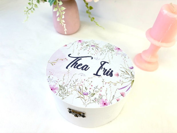 Cutie de mir Pink Flowers personalizata - plina cu mirodenii pentru baita de a doua zi