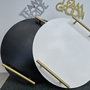 Set tăvi elegante Black White  2 piese, cu mânere aurii