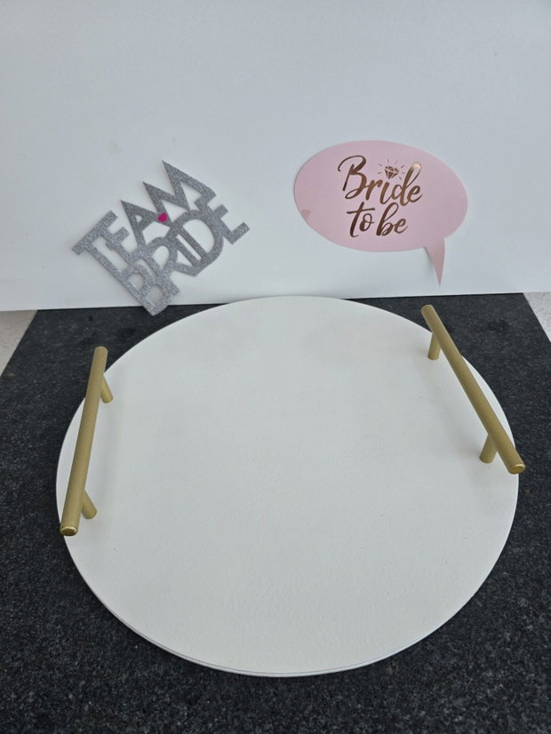 Set tăvi elegante Black White 2 piese, cu mânere aurii