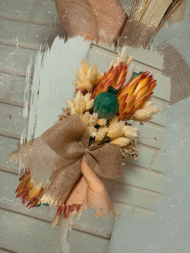 Buchet rustic în culori de toamnă. Eleganta nemuritoare