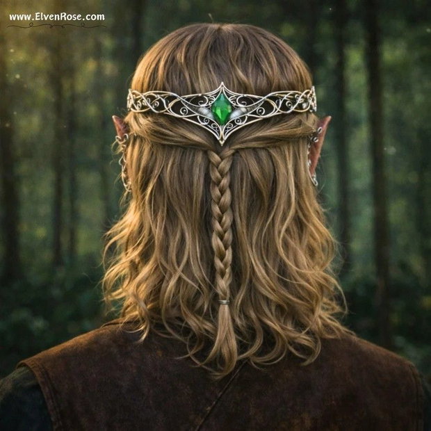 Coroană elfică ajustabilă Emerald Enchantment