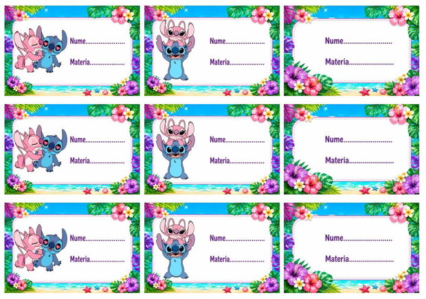 Etichete școlare Stitch