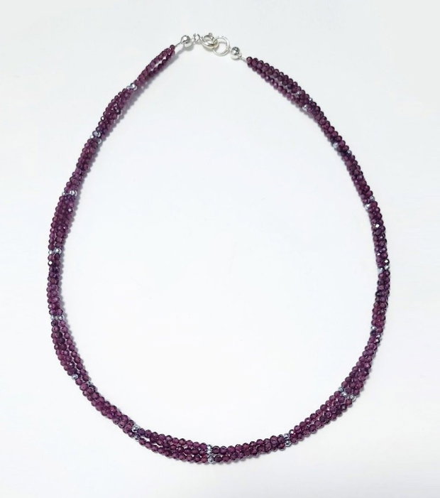 Colier argint 925 cu granat si hematit