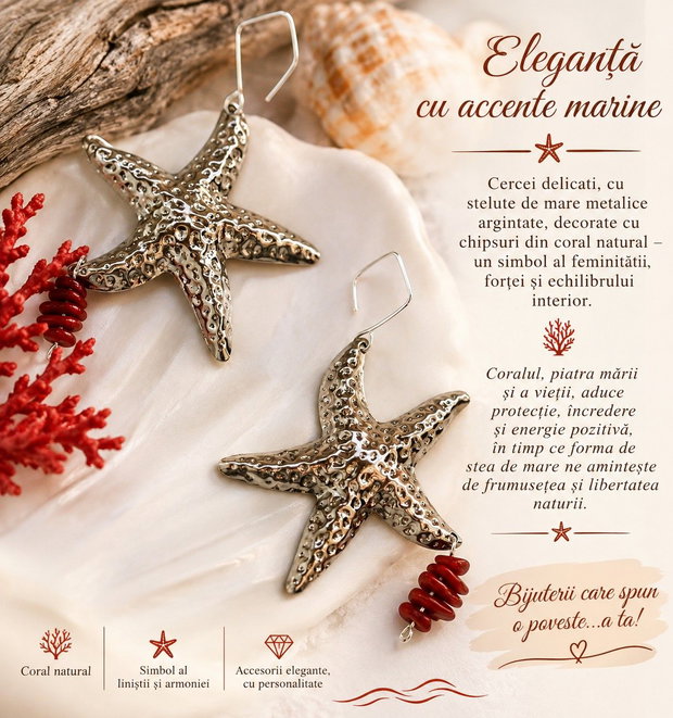 cercei supradimensionati stelute de mare - Eleganță cu parfum de mare