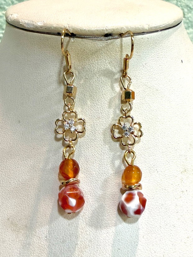 Colier și cercei din agate mari,perle baroc,hematit perle de cultura și accesorii placate cu aur~LAST LIGHT OF AUGUST~