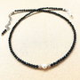 Colier spinel negru , argint , perla