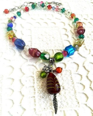 Colier  Murano , lampwork mullticolor