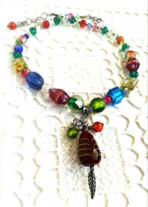 Colier  Murano , lampwork mullticolor