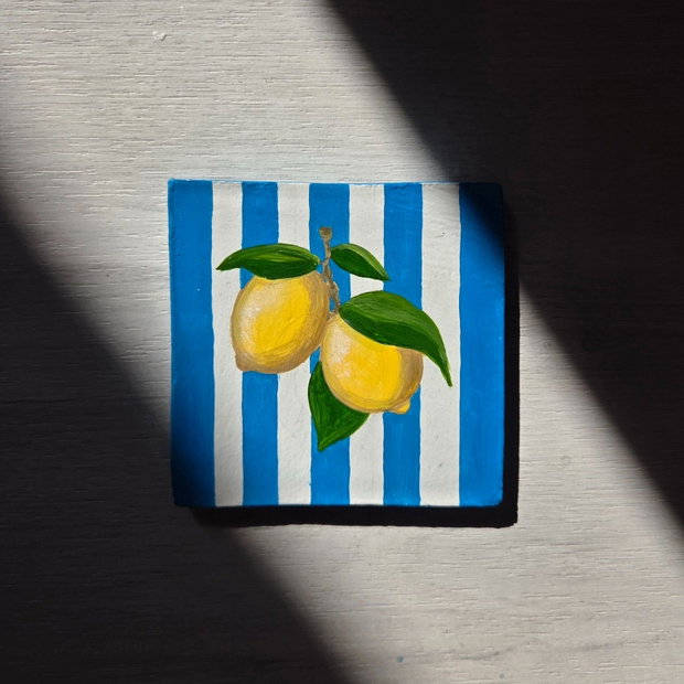 Coaster (suport de pahar) handmade din lut - Amalfi Lemon