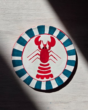 Coaster (suport de pahar) handmade din lut - Lobster