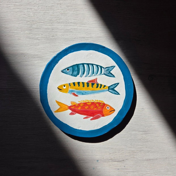 Coaster (suport de pahar) handmade din lut - Fish