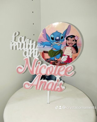 Topper aniversar tort "Lilo si Stich