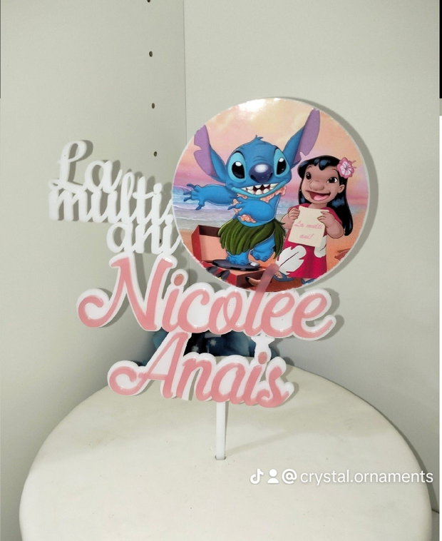 Topper aniversar tort "Lilo si Stich