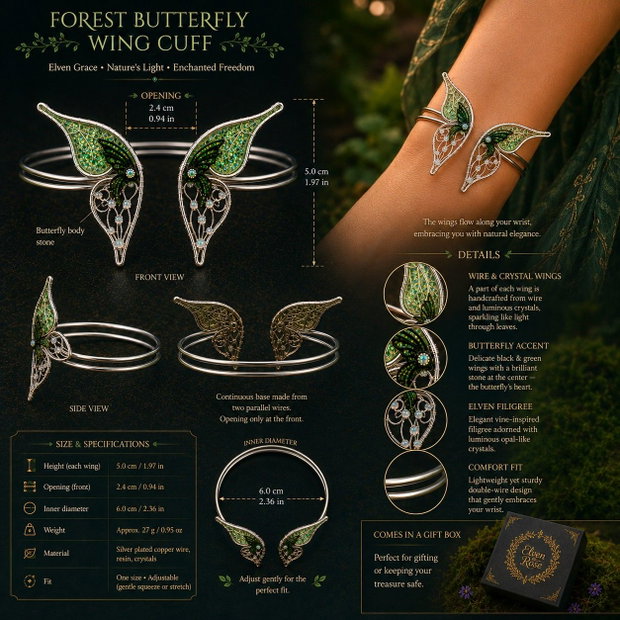 Brățară cuff Wings of the Glimmerwood