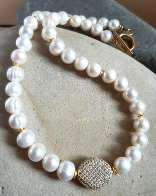 Colier Choker Perle de cultură și medalion cu Zirconia