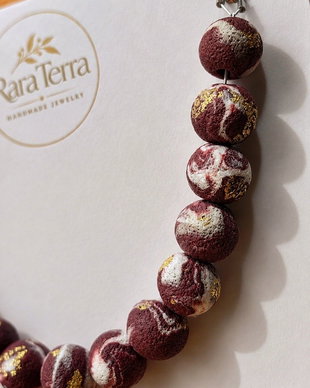 Brățară statement Pebble  Bordeaux Veil | Lut polimeric | RaraTerra Pebble Collection