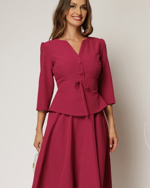 Rochie eleganta magenta tip sacou cu peplum