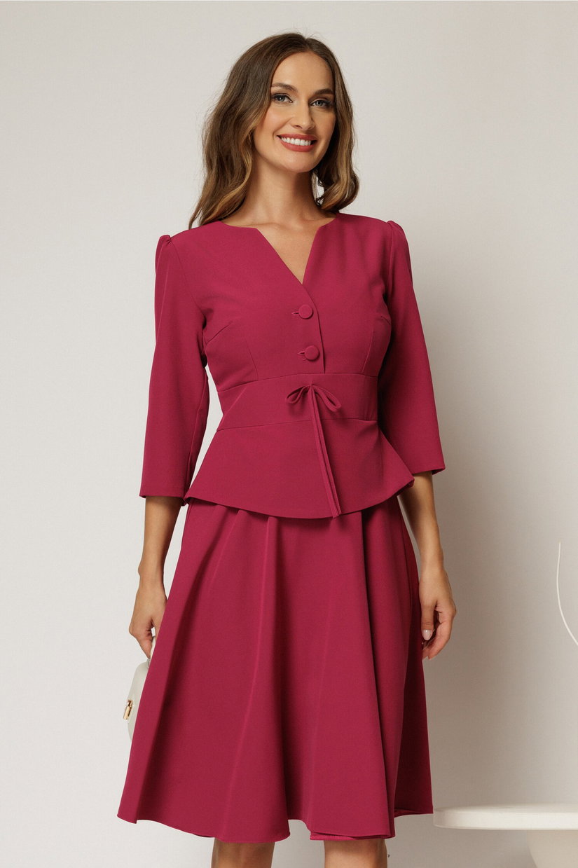 Rochie eleganta magenta tip sacou cu peplum