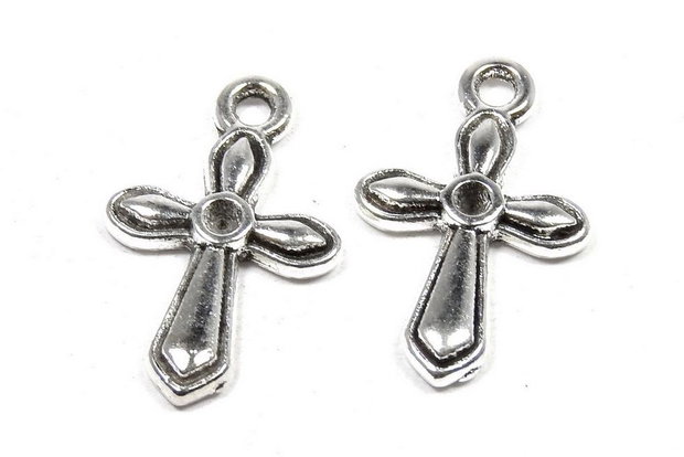 Pandantiv metalic, cruciulita, auriu antichizat, 19.5x12 mm