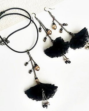 set clopotei de flori dantela neagra
