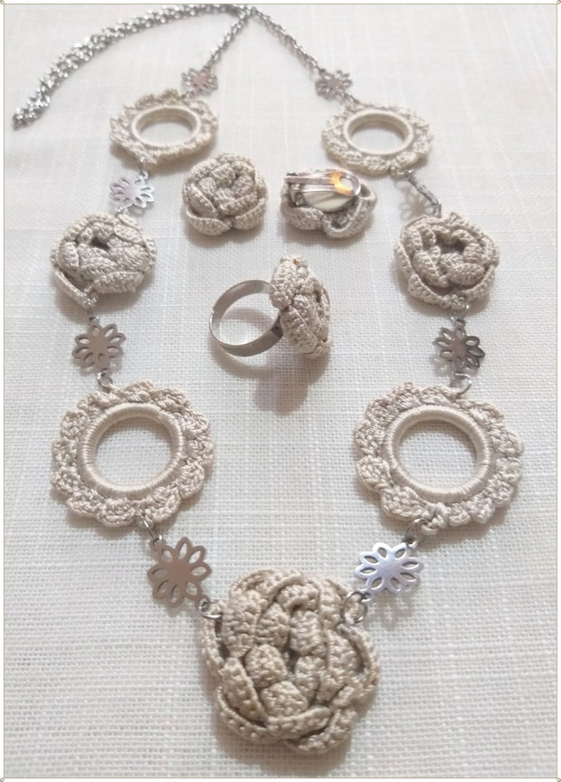 SET CROSETAT CU MATASE BEJ