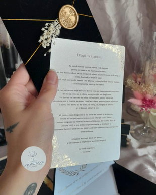 Invitații speciale pentru părinți/nași -plic catifea