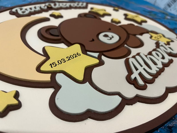 Decoratiune Personalizată Nou Nascut cu datele nasterii, Tablou 3D din MDF Cameră Copil