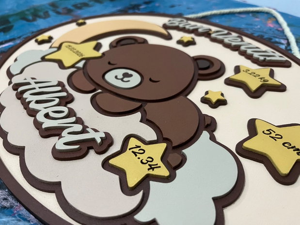 Decoratiune Personalizată Nou Nascut cu datele nasterii, Tablou 3D din MDF Cameră Copil