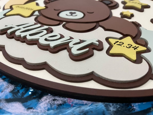 Decoratiune Personalizată Nou Nascut cu datele nasterii, Tablou 3D din MDF Cameră Copil