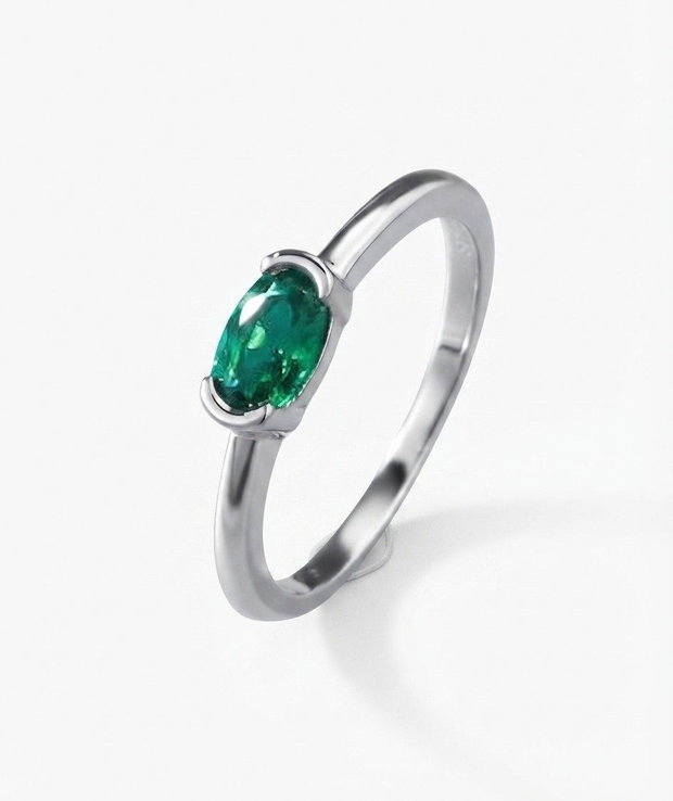 Inel Diamant smarald HC si Argint 925 - IN1539 - Inel piatra verde, inel cadou, bijuterii cadou, bijuterii mireasa, inel logodna, cadou sotie, cadou romantic, cadou iubita