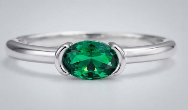 Inel Diamant smarald HC si Argint 925 - IN1539 - Inel piatra verde, inel cadou, bijuterii cadou, bijuterii mireasa, inel logodna, cadou sotie, cadou romantic, cadou iubita