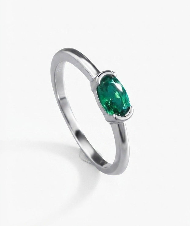 Inel Diamant smarald HC si Argint 925 - IN1539 - Inel piatra verde, inel cadou, bijuterii cadou, bijuterii mireasa, inel logodna, cadou sotie, cadou romantic, cadou iubita