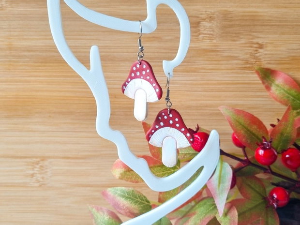 Cercei handmade ciupercute rosii, handmade din lut polimeric, stil cottagecore