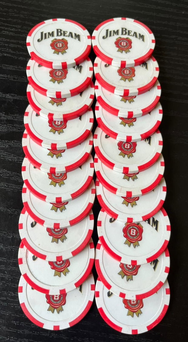Set 20 Jetoane Poker Jim Beam Ediție de Colecție Aniversară (1995)