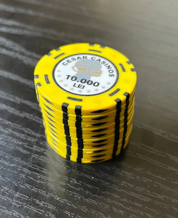 Lot 10 jetoane rare Cesar Casinos București 10.000 LEI vechi Istorie Casino anii 90-00