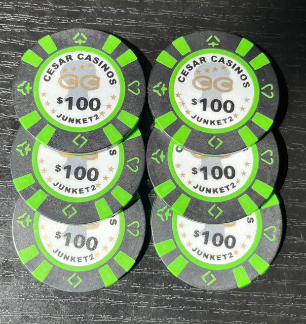 Lot Jetoane Vintage Cazinou 100$ Cesar Casinos Junket Anii 90 (Piese Colecție / Memorabilia)