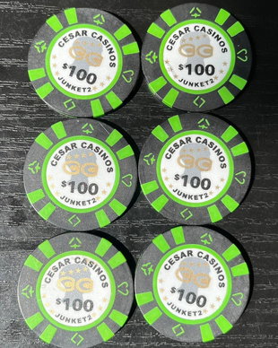 Lot Jetoane Vintage Cazinou 100$ Cesar Casinos Junket  Anii 90 (Piese Colecție / Memorabilia)