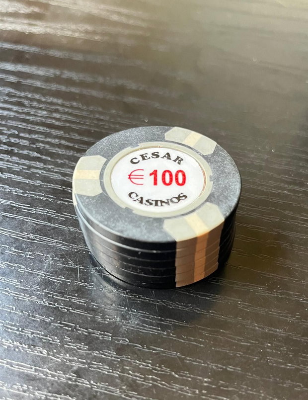 Lot 6 Jetoane Cazinou Vintage Cesar Casinos 100 Anii 90 (Colecție / Miez Metalic)
