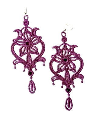 Cercei Chandelier Mov cu Cristale