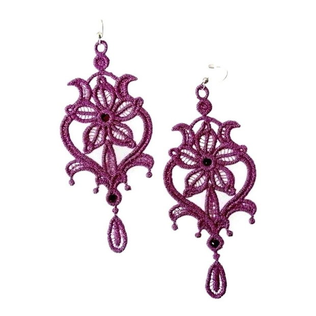 Cercei Chandelier Mov cu Cristale