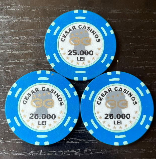 Set 3 Jetoane "Cesar Casinos" București 25.000 Lei (anii '90)