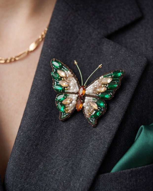 Broșa fluture - Papillon Émeraude