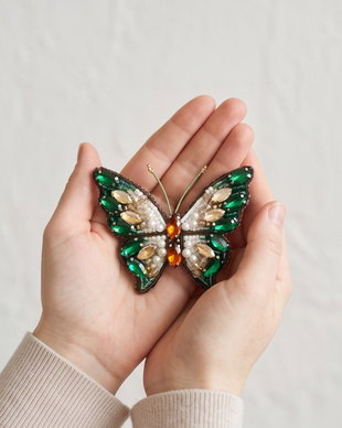 Broșa fluture  - Papillon Émeraude