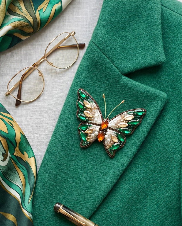 Broșa fluture - Papillon Émeraude