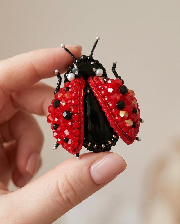 Broșă gărgăriță 3D - Coccinelle Rubis